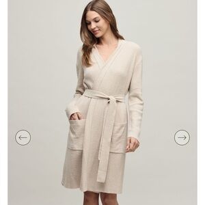 Barefoot Dreams CozyChic Lite Rib-Knit Robe Small Medium Cozy Beige $128
